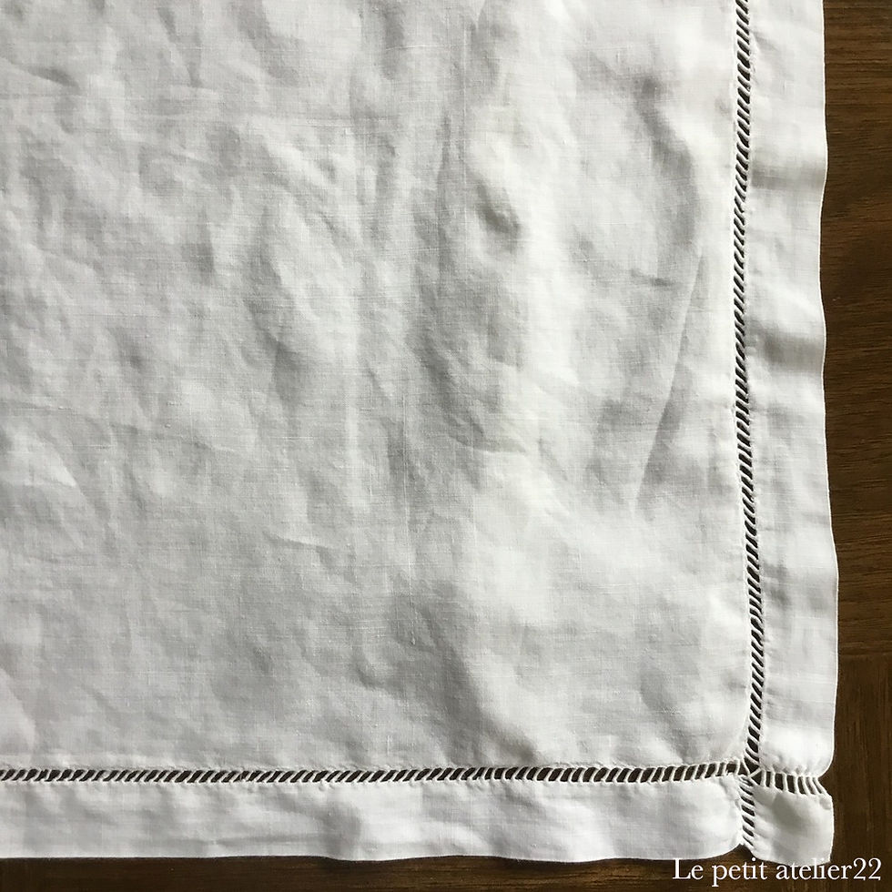 サムネイル： フランス アンティーク リネン クッションカバー / ピローケース  花刺繍 48 x 44