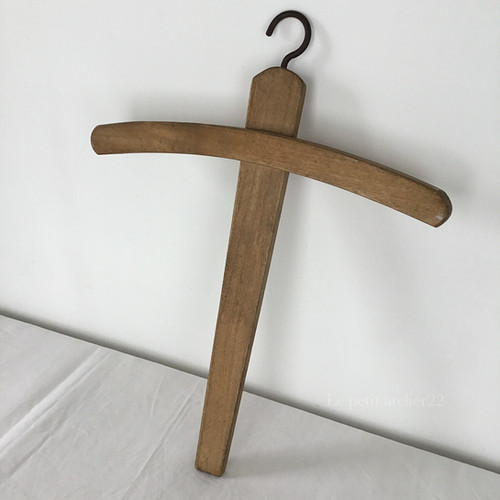 B)フランス アンティーク ハンドメイド 木製ハンガー34.5cm | Le petit