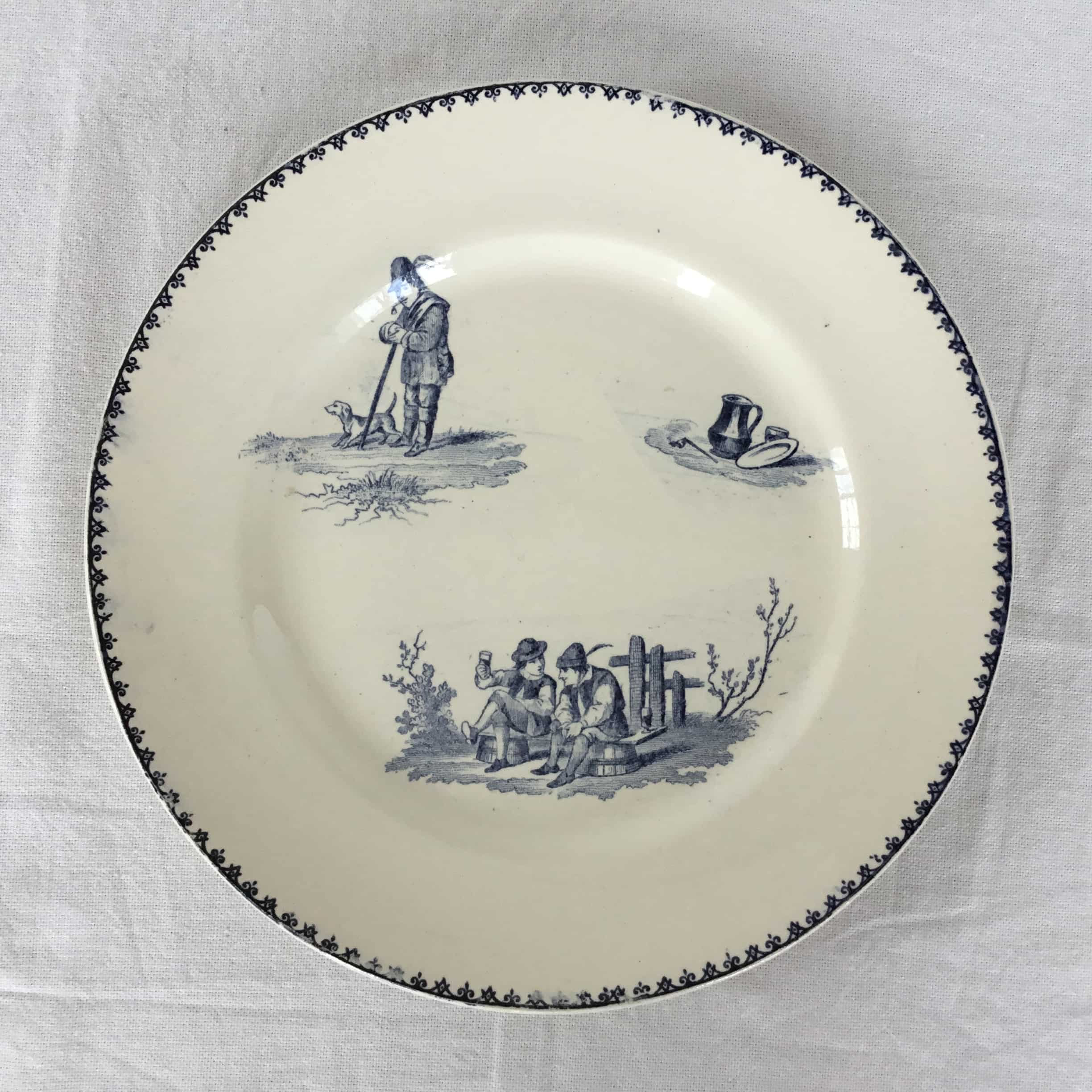 フランス クレイユ エ モントロー  TENIERS アンティーク プレート平皿 (1884-)22.8 cm