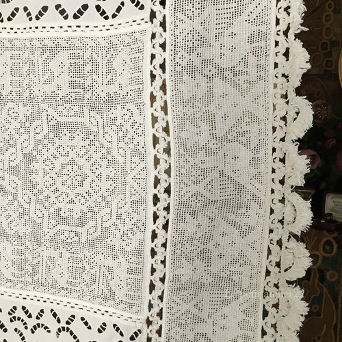【美品】フランスアンティーク リシュリュー刺繍 スカラップ クロス[3077] 美品】フランスアンティーク リシュリュー刺繍 スカラップ