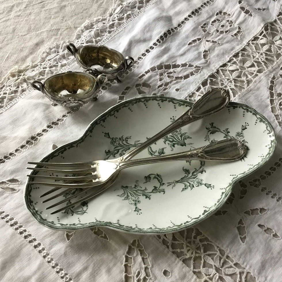 サムネイル： (L)(2本セット) フランス CHRISTOFLE アンティーク シルバープレート テーブル フォーク 21 cm
