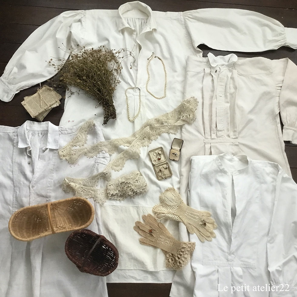 サムネイル： (4m30cm)フランス アンティークリネン レース エクリュ W6.5