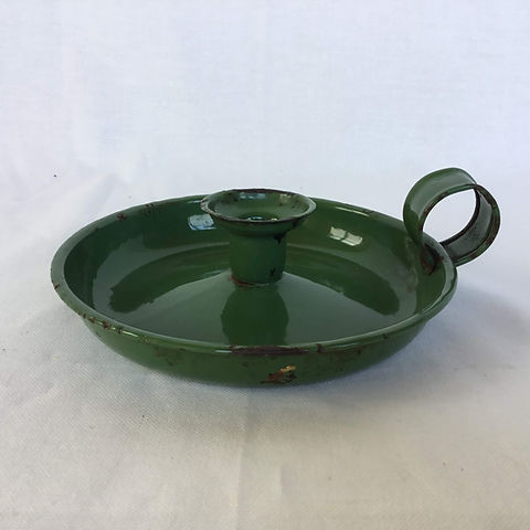 イギリス アンティーク ホーロー キャンドルホルダー グリーン | Le