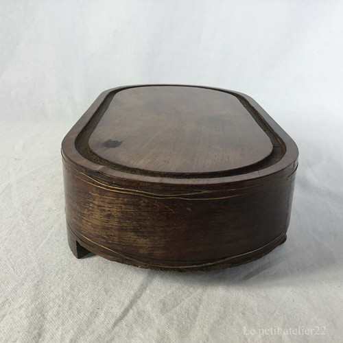 フランス アンティーク グローブドマリエ 台座 木製 金属 象嵌 装飾