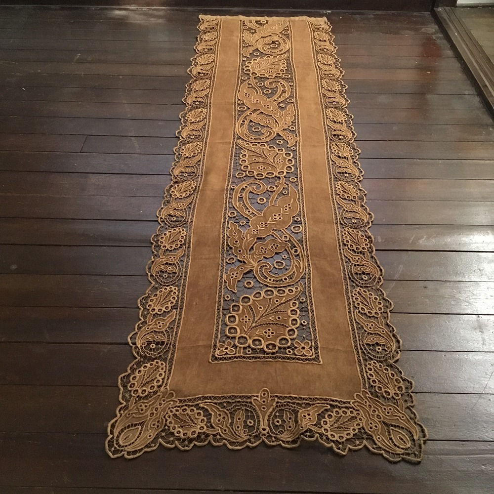 (1枚) フランス アンティーク カーテン ブラウン 19世紀 53 x 197 cm