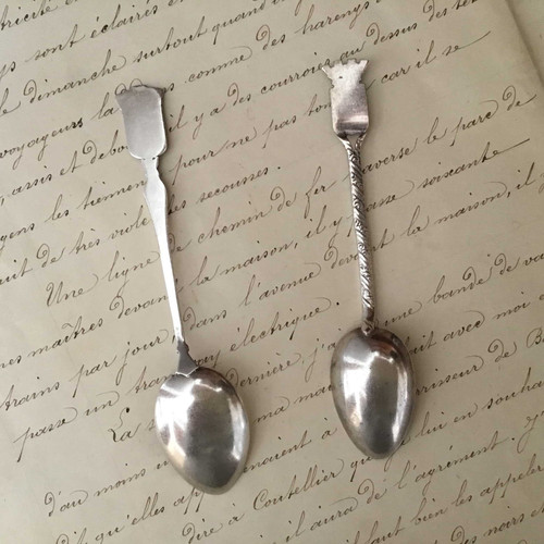 2本セット)(A) フランス シルバープレート スーベニア スプーン 約10cm