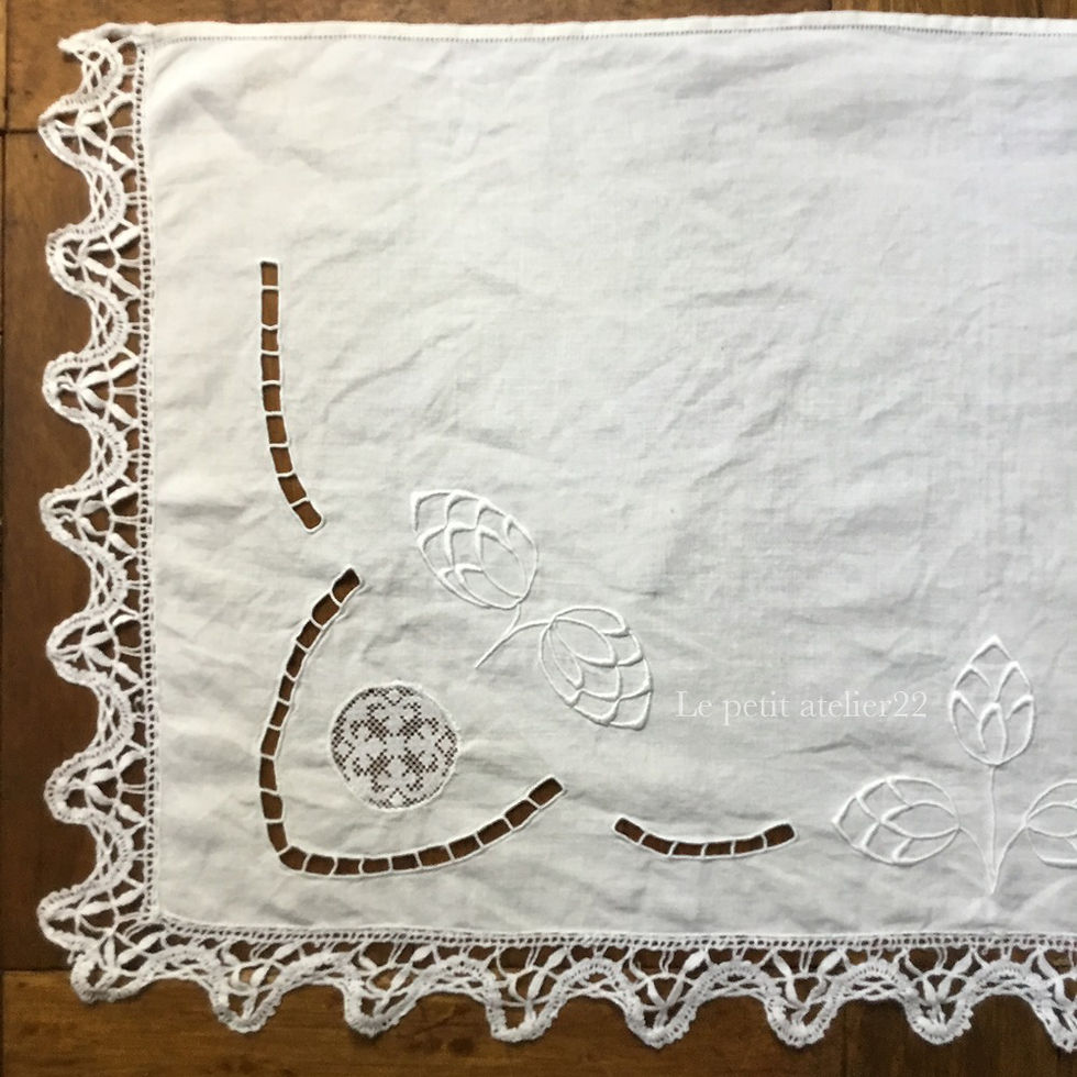 イタリアアンティーク フルーツボビンレース刺繍 ニードルワーク大判クロスカーテン イタリアアンティーク フルーツボビンレース刺繍 ニードルワーク