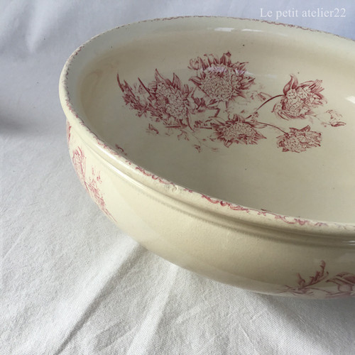 フランス HB&Cie ”York” アンティーク 洗面器 ボウル ピンク 35 cm 