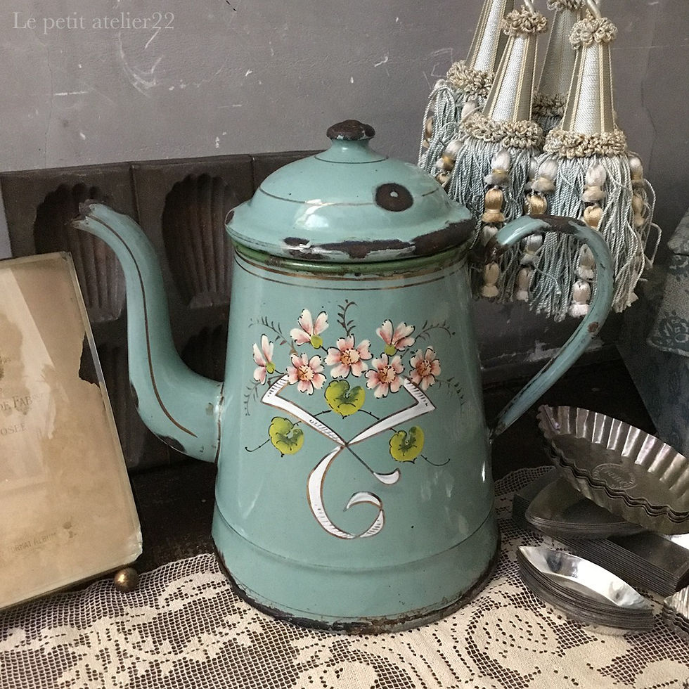フランスアンティーク　エトワール　カフェティエール　小鳥　鳥　ホーロー　エナメル フランスアンティークエトワールカフェティエール小鳥鳥ホーロー