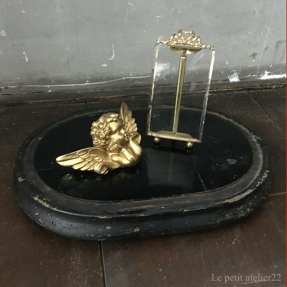 サムネイル： フランス グローブドマリエ 台座 木製 黒塗装 ナポレオン3世様式 (18世紀後半) 31.5 x 21.2 天板 3 cm