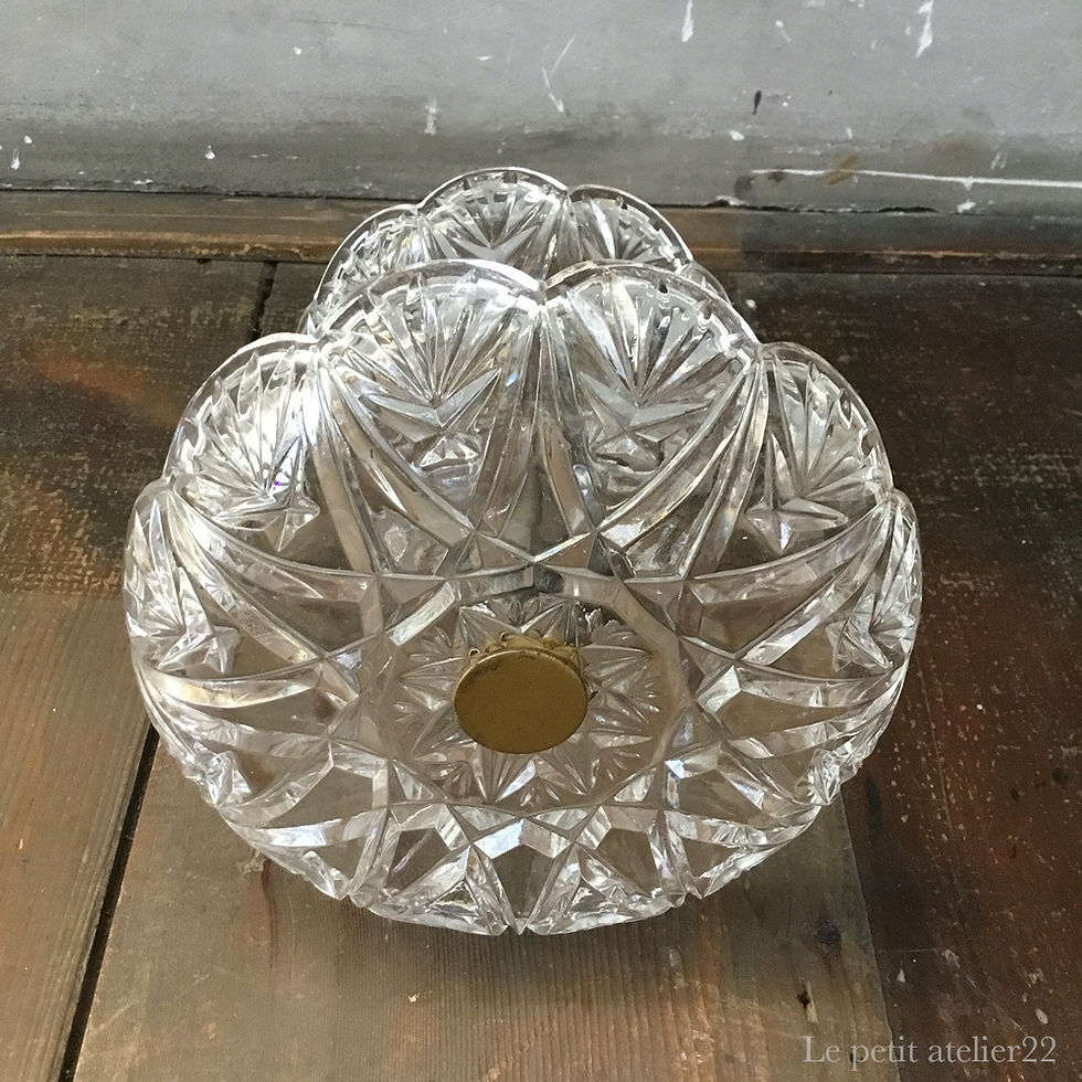 フランス アンティーク カットガラス ケーキスタンド 2段 22.5 cm