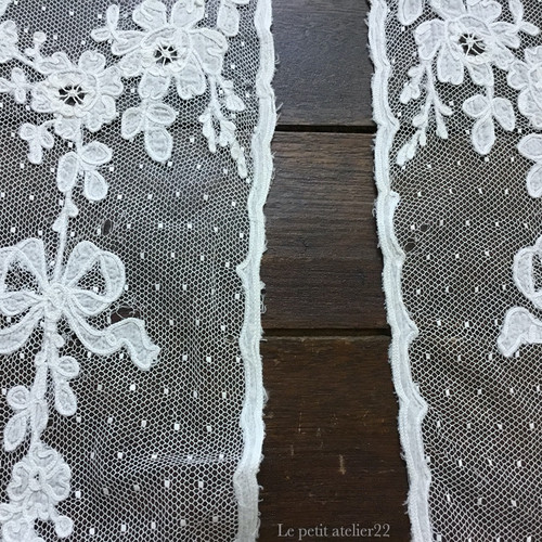 2枚セット)フランス アンティーク レース カフェ カーテン コーネリー