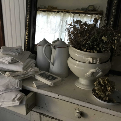 残0/在庫8)(大判)フランス アンティーク コットン テーブルナプキン