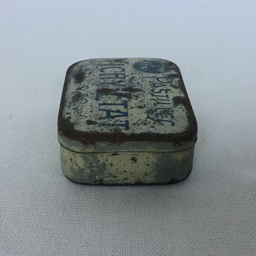 サムネイル： フランスアンティーク ブリキ缶 VICHY ヴィシー ティン缶 ミント缶 長方形 (S) 8 cm