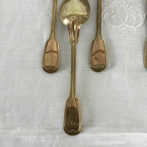 6本箱入)フランス P de RUOLTZ アンティーク ティースプーン 14.2 cm