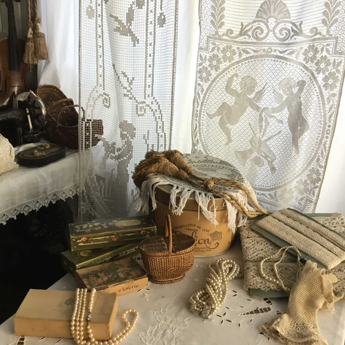 2枚セット)(カーテンE) フランス アンティーク フィレレース カーテン