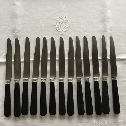 フレンチ シルバープレート／エボニーハンドル ナイフ4本セット