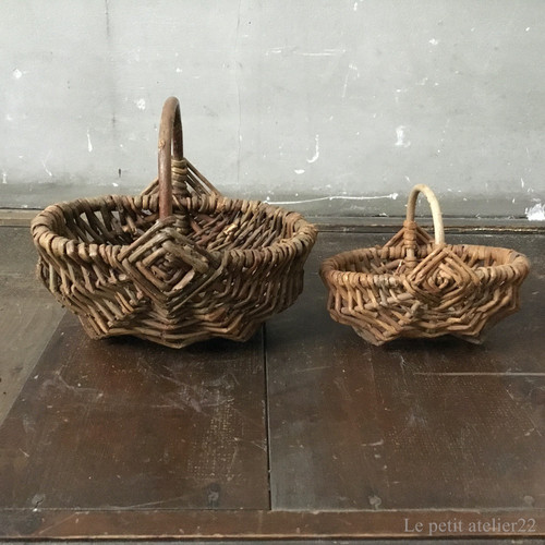 フランスアンティークパニエ 飴色で美しく編まれたバスケット フランス