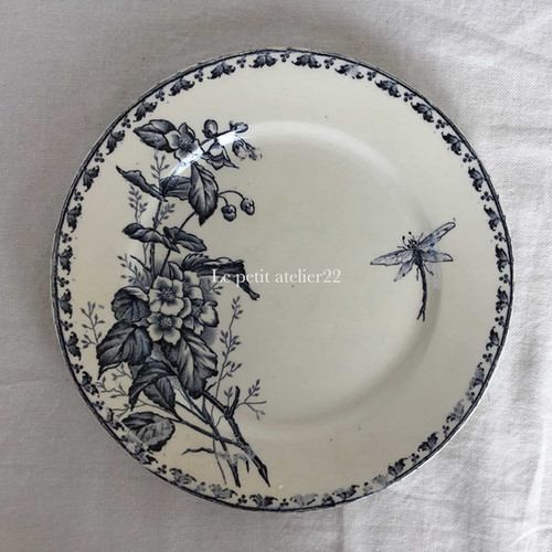 フランス サルグミンヌ アンティークプレート 平皿 21cm (No11 花D