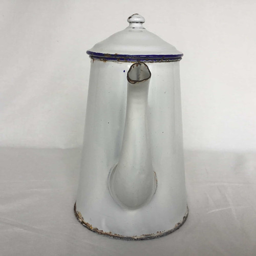 フランス アンティーク ホーロー カフェティエール コーヒーポット白 x