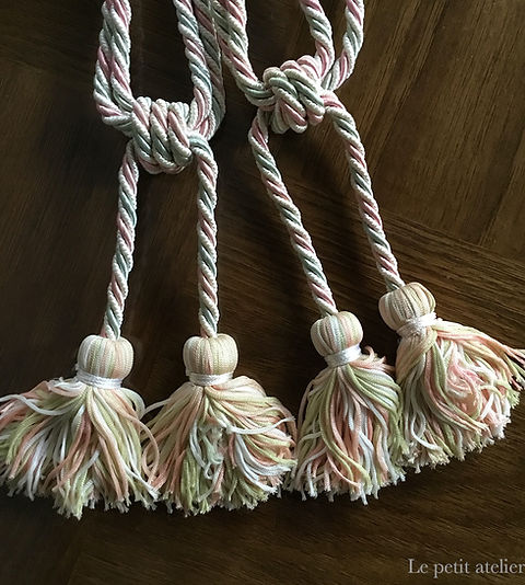 2本セット)フランス アンティーク カーテン タッセル 52 cm タッセル 8