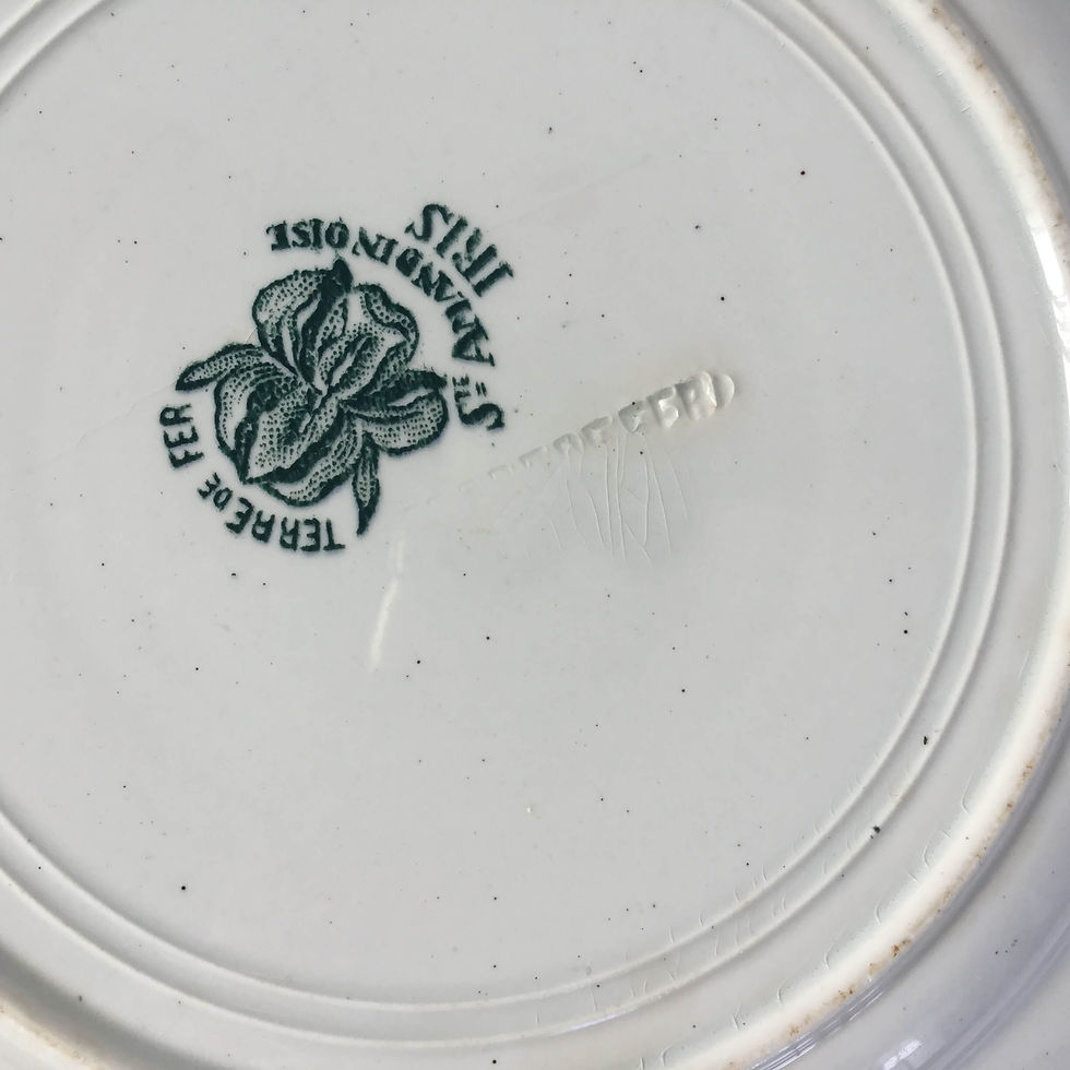 サムネイル： アイリス  平皿 プレート) フランス アンティーク サンタマン窯 サンタマン ソシエテ アマンディノワーズ テールドフェール