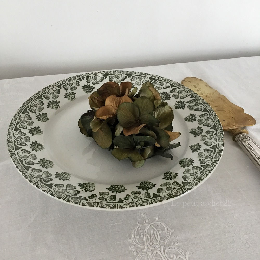 フランス アンティーク BADONVILLER  TRÈFLE コンポティエ コンポート シロツメクサ クローバー  21 cm