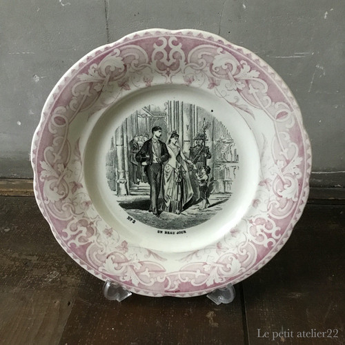 No2)フランス クレイユ エ モントロー アンティーク グリザイユ