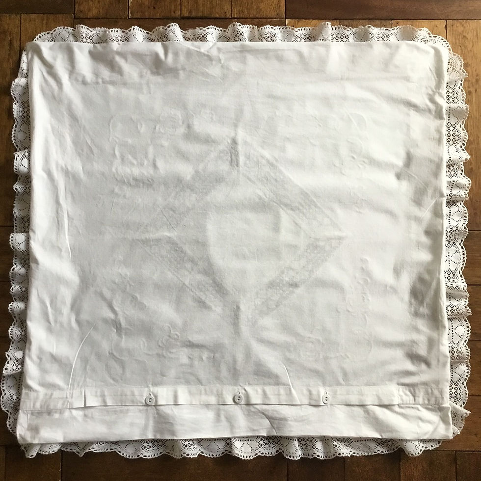 大判) フランス アンティーク コットン クッションカバー/ピローケース