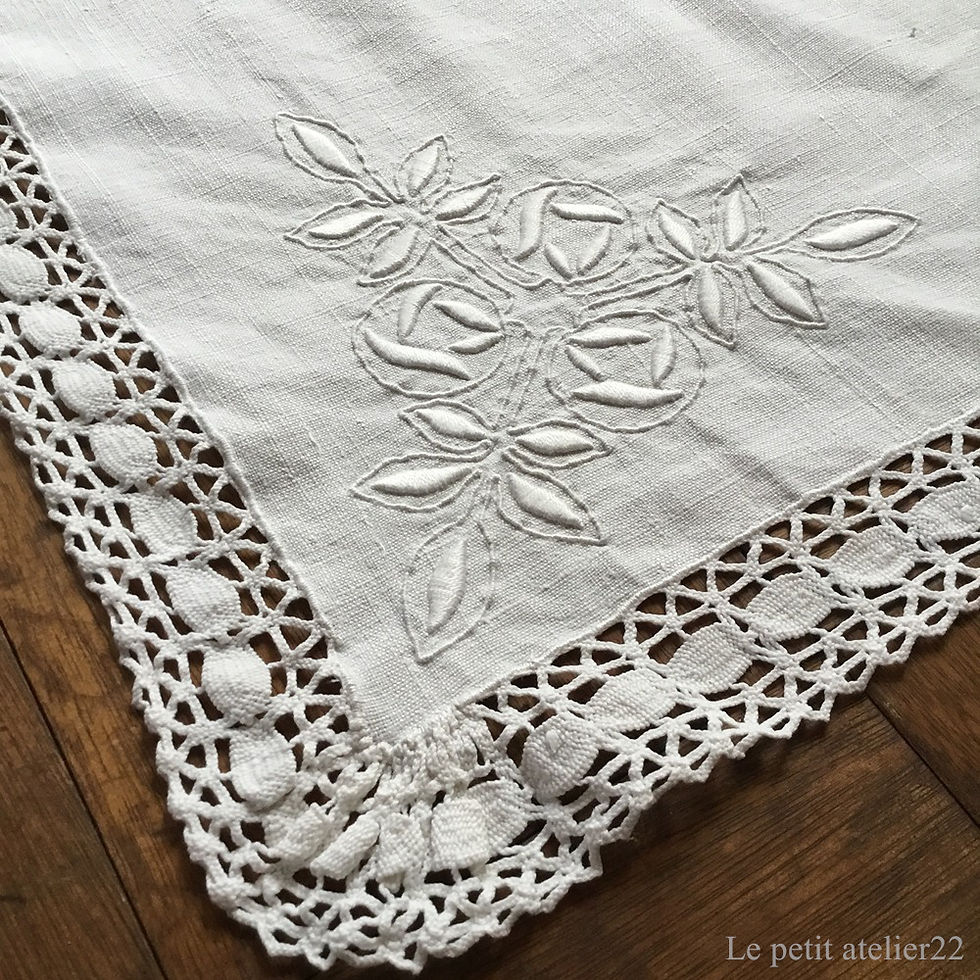 ボヘミアンテイスト・アンティークテーブルクロス・クロシェ編み