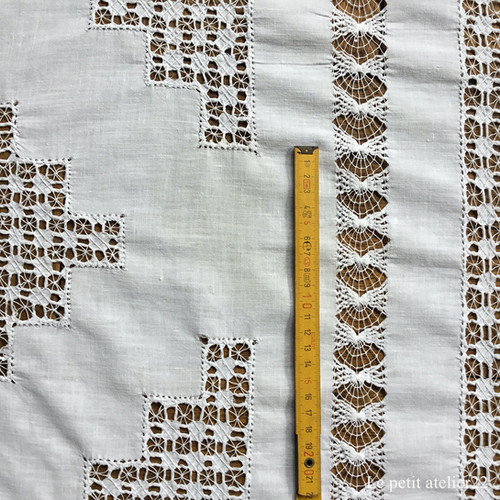 特大)(長方形)フランス アンティーク リネン テーブルクロス ホワイト