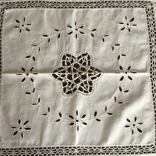 ほぼ正方形) フランス アンティーク リネン テーブルクロス カット