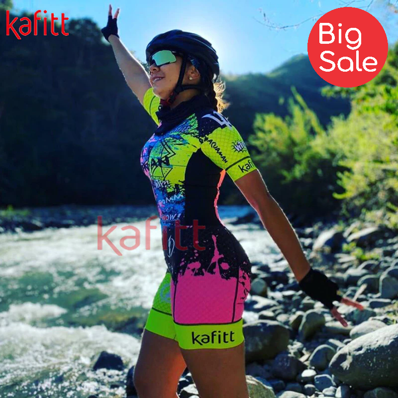Kafitt traje de ciclismo de manga corta para mujer, traje de carreras
