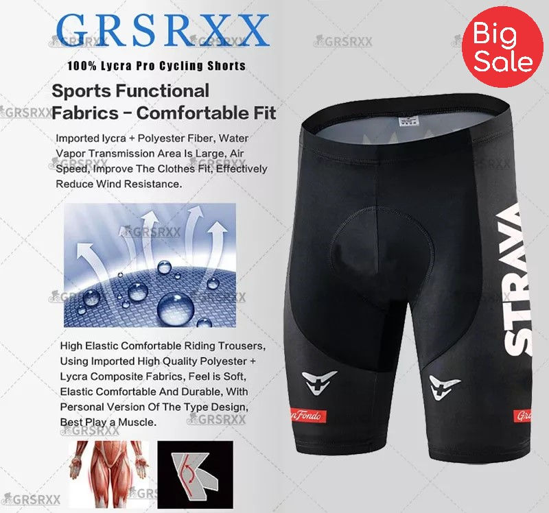 Miniatura: STRAVA pantalones cortos de ciclismo para hombre y mujer, transpirable