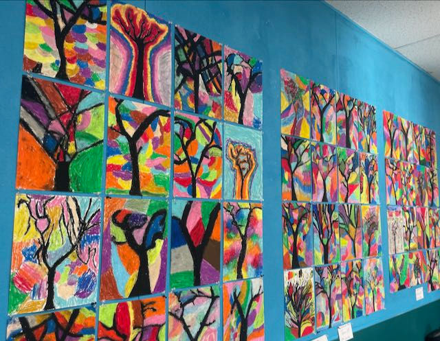 Fourth Grade Abstract Trees in Oil Pastel