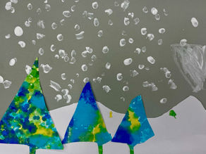 First Grade Winter Collage - Pointillism, size and placement