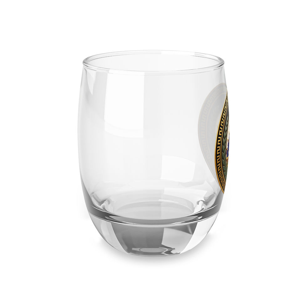 Thumbnail: Haiti Seal Whiskey Glass — Engraved National Crest Rocks Glass