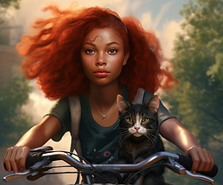 Dommouton_a_14_year_old_black_girl_with_red_hair_rides_a_bicycl_fd8df0da-611b-4966-a686-ce