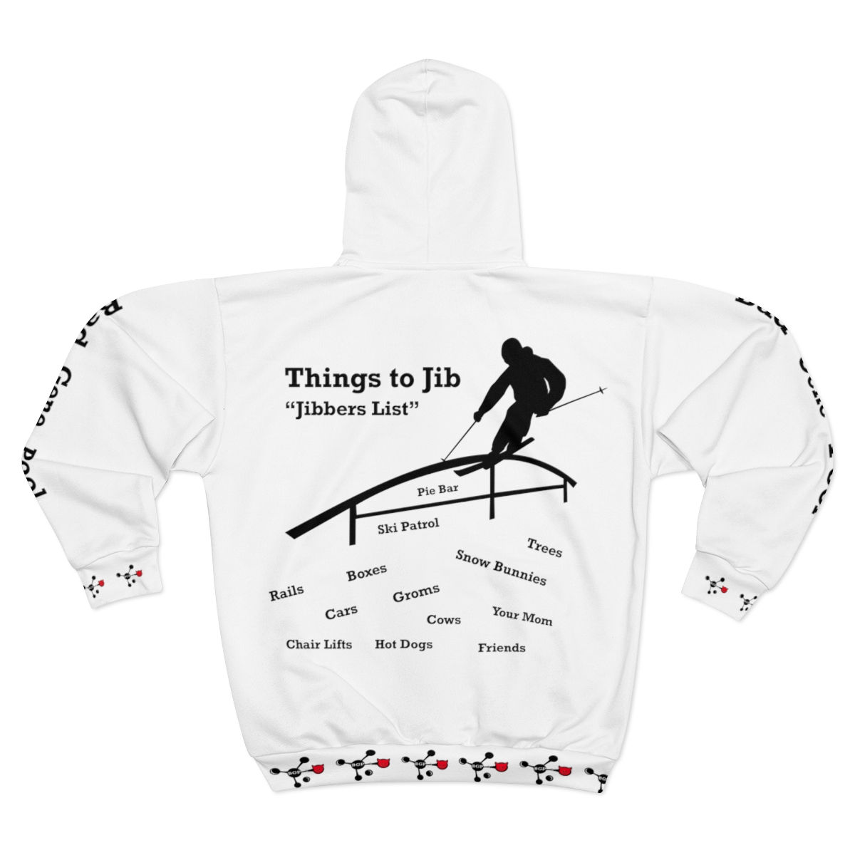 Jibbers List - Skiers - Zip-Up Hoodie - White
