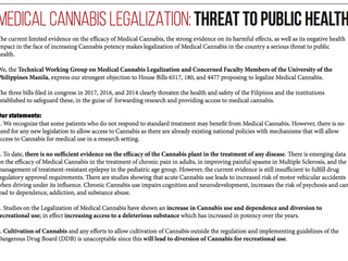 UP-PGH Department of Neurosciences Opposes Medical Cannabis Legalization