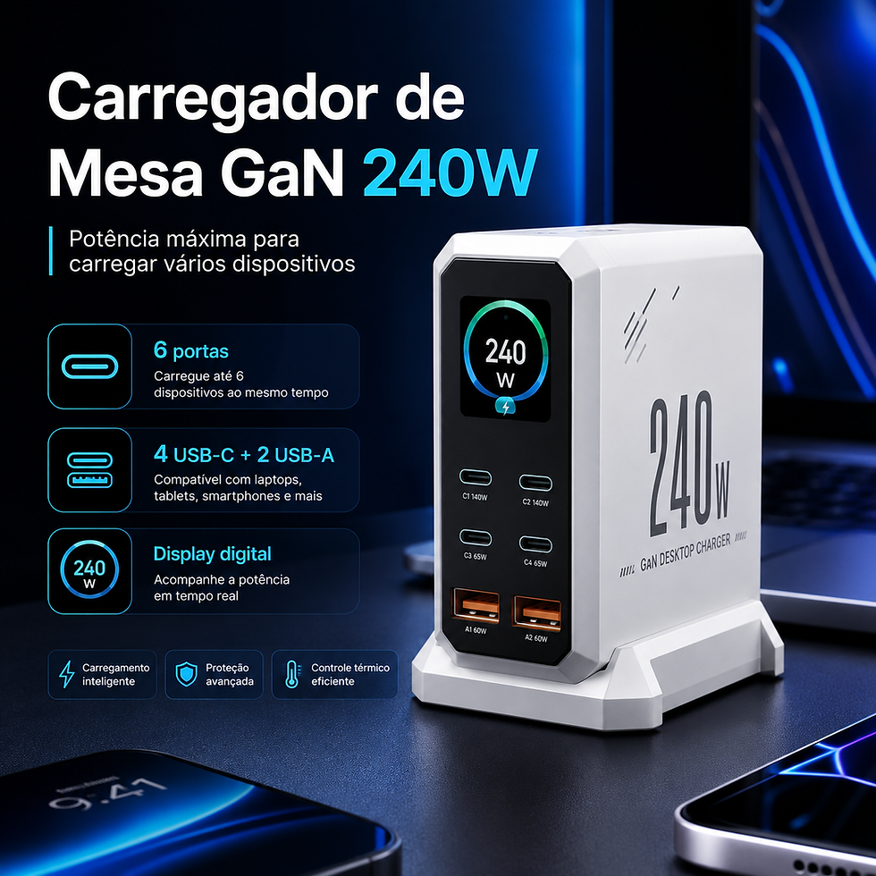 Miniatura: Carregador gan de 240w 6-em-1 140w