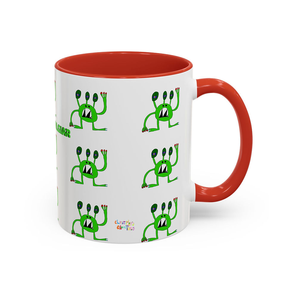 Thumbnail: Whimsical Alien Accent Coffee Mug - Fun Green Creature GORNOSTALGIAR Design