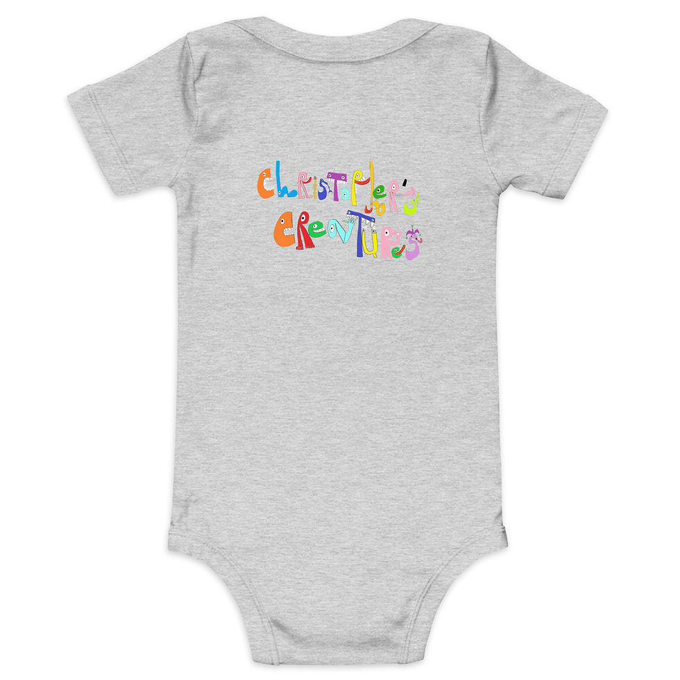 Thumbnail: Baby short sleeve one piece-Edward Eggy Yolk and Scribbles the Bacon