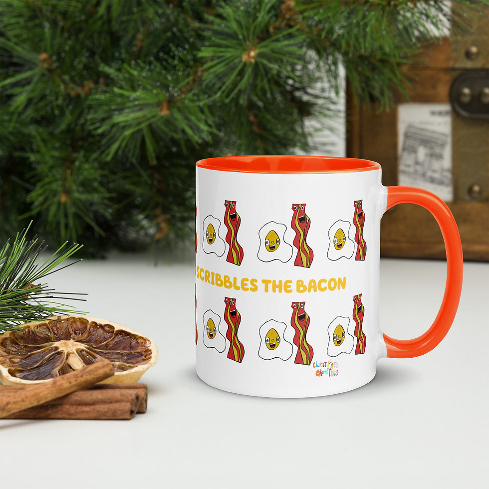 Thumbnail: Mug with Color Inside Edward the eggy Yolk and Scribbles the Bacon