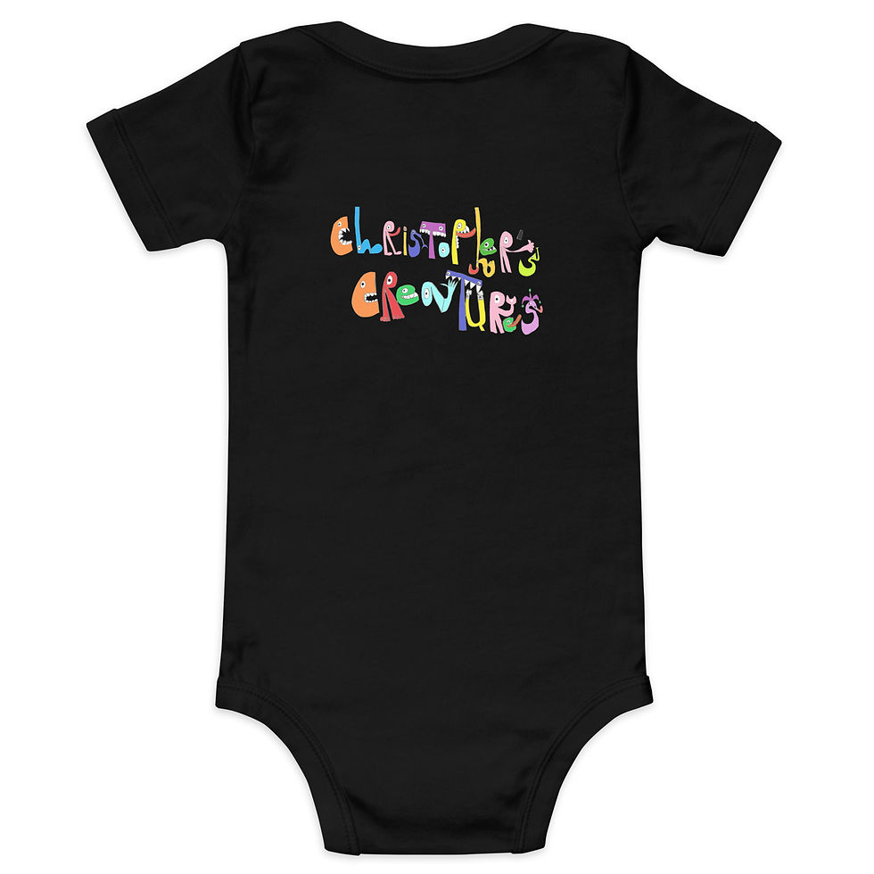 Thumbnail: Baby short sleeve one piece-Edward Eggy Yolk and Scribbles the Bacon