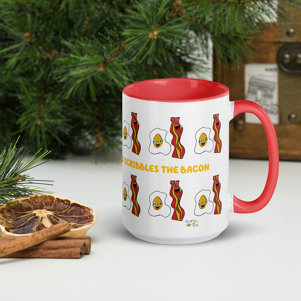 Thumbnail: Mug with Color Inside Edward the eggy Yolk and Scribbles the Bacon