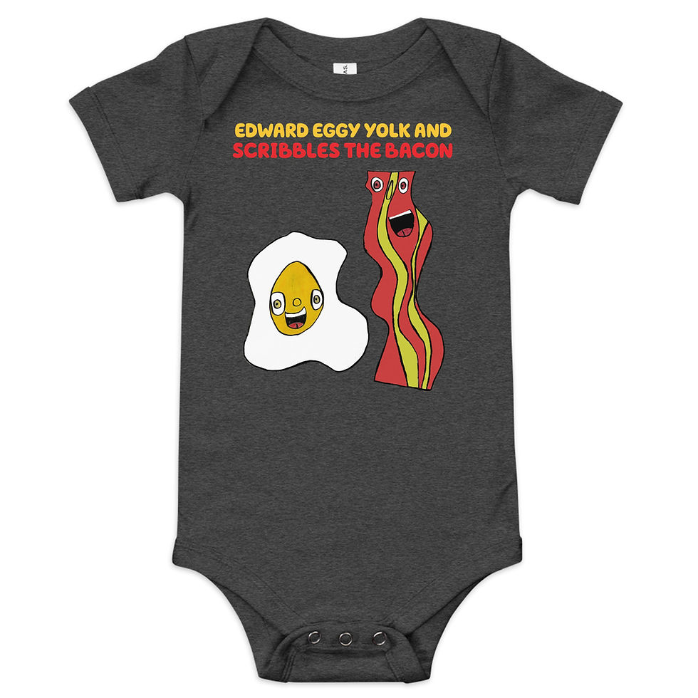 Thumbnail: Baby short sleeve one piece-Edward Eggy Yolk and Scribbles the Bacon