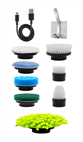 Barumi SpinBright Pro – Spazzola Elettrica Rotante Senza Fili Per Pulizia Profonda, Con 8 Testine, Batteria 4000 MAh, Manico Estensibile
