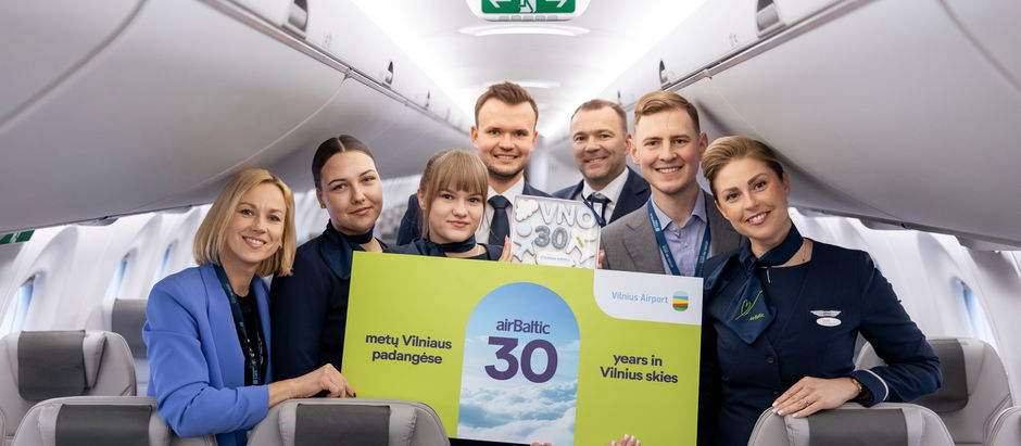 airBaltic atzīmē 30 gadus maršrutā Rīga–Viļņa