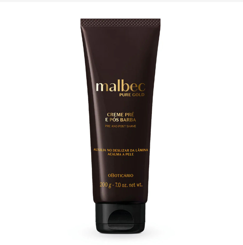 Creme pré e pós barba Malbec Pure Gold, 200g